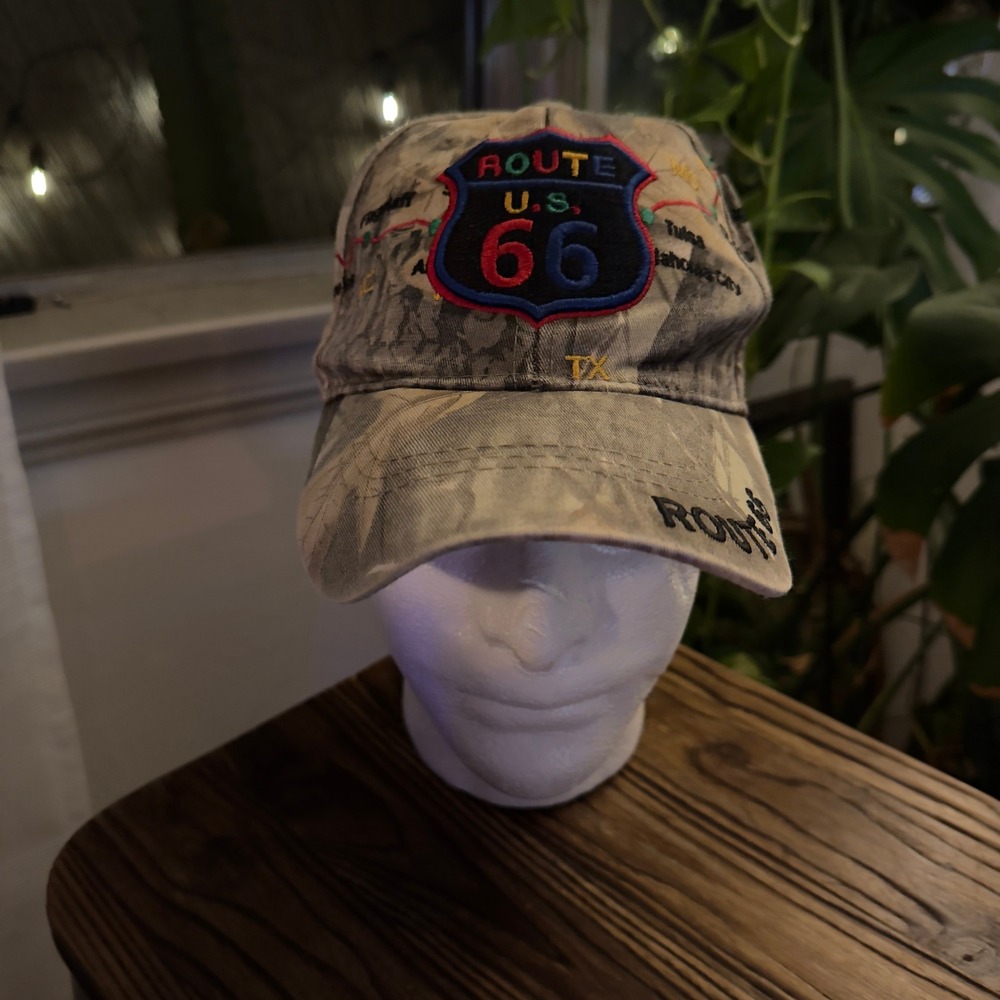 Route 66‎ Cap Mens Novelty Souvenir Hat Camo Embroidered Cities Big Bear